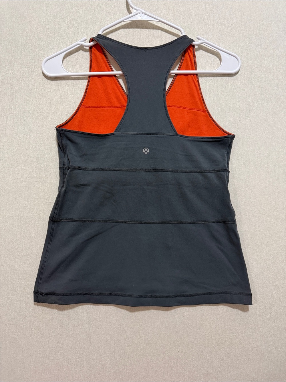 lululemon athletica Charcoal Tank with Orange Back Panel - Picture 2 of 6